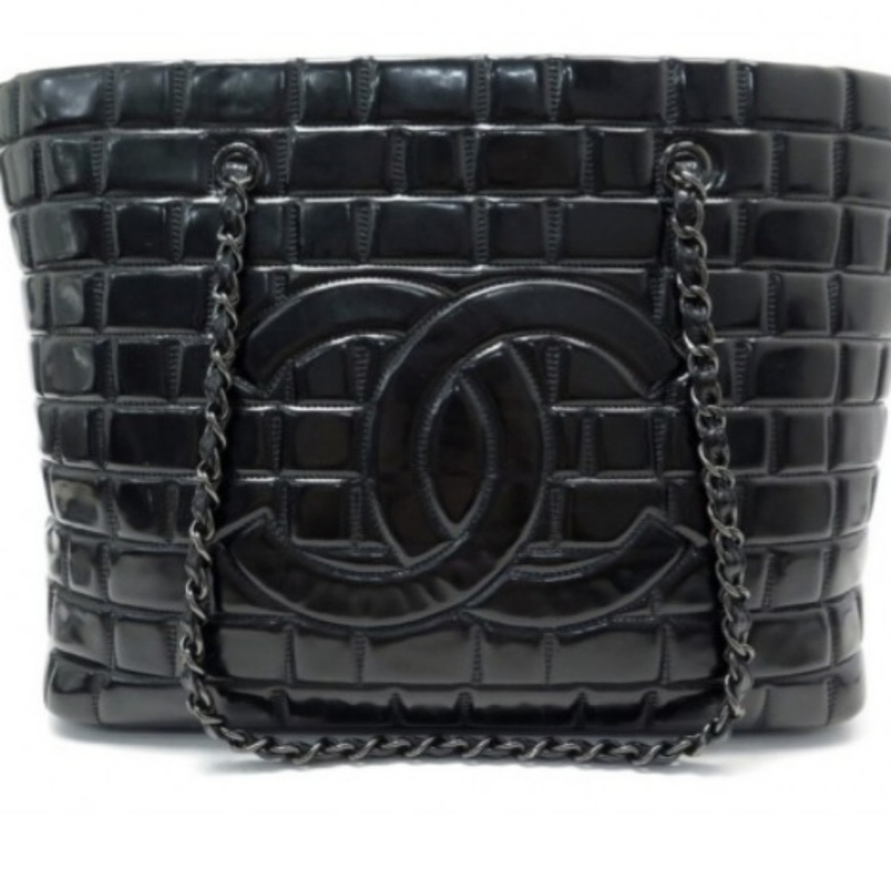 Authentic Chanel brick chocolate bar tote